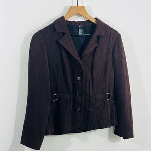 RQT Light Weight Brown Button Jacket With Collar Casual Spring Summer Vibe